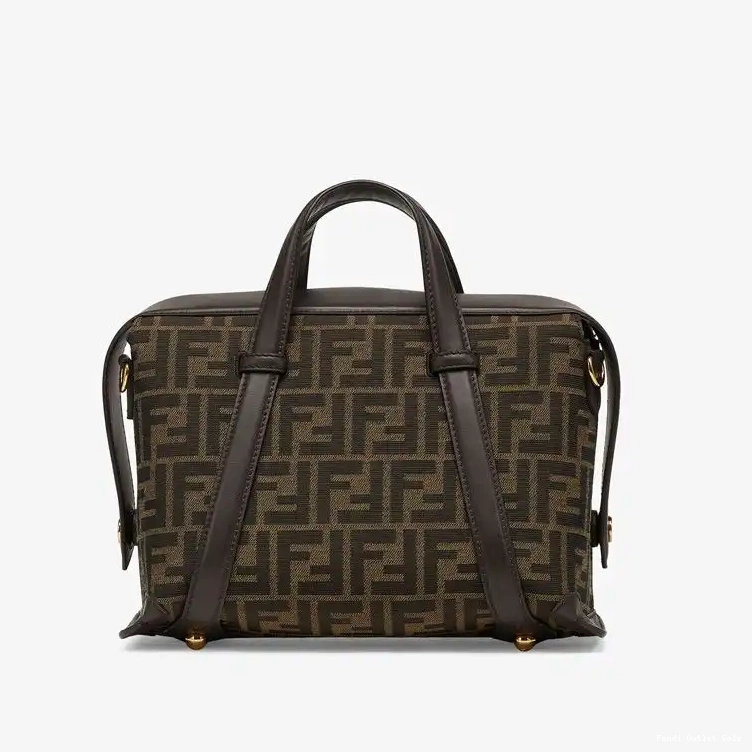 Cheap Brown 365 Medium Motif FF Fabric In Bag Fendi Boston 0412